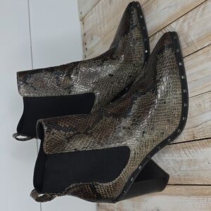 Charles by Charles David Dodger Ankle Boot Faux Snake in Dark Taupe  - 7.5